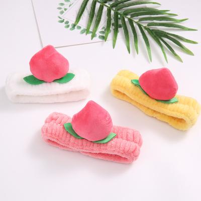 China Fluffy Peach Velvet Face Wash Soft Cute Headband Fluffy Hair Band Make Up Headband For Girls Spa Shower Voga for sale