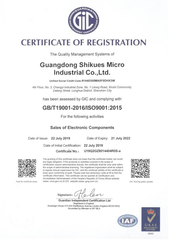 ISO9001 - Guangdong Shikues Micro Industrial Co., Ltd.