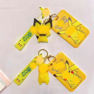 China Cute PVC Soft Rubber Silicone Pikachus 3d Key Chain Anime Cartoon 3d Key Chain Card Holder for sale