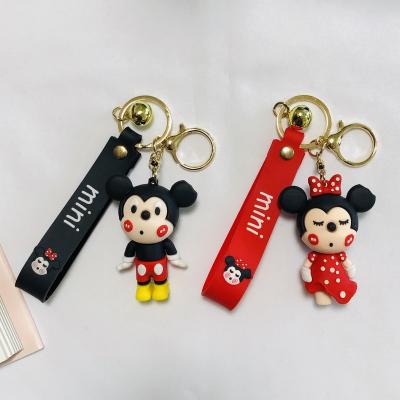 China Wholesale 3D Anime Lovely Backpack Jewelry Rubber Girl Cartoon Mickey Minnie Chain GIF Rubber Key Chain for sale