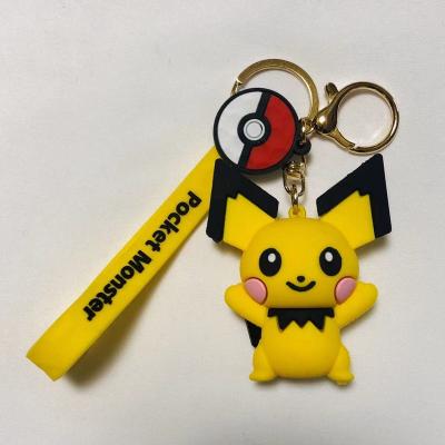 China Wholesale 3D Cartoon Anime Cartoon Pika Chu Pokempn Key Bag Soft Small Gift Pendant Promotion PVC Rubber Key Chain for sale