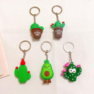 China Anime Cartoon Cactus Cartoon Cute Gift Bag Pendant PVC 3d Rubber Key Chain for sale