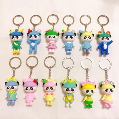 China Creative Cute Pendant Gift Bag Anime Cartoon Panda Doll PVC 3D Rubber Key Chain for sale