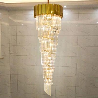 China Gold Modern Luxury Hotel Engineering Lights Villa Lobby Chandelier Decorative Staircase Crystal Chandelier for sale