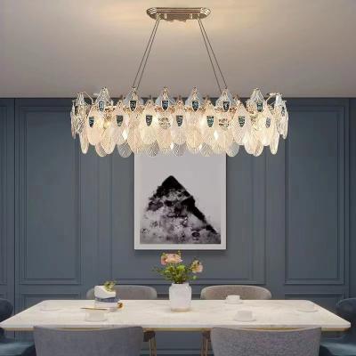 China Factory New Led Modern Luxury Crystal Chandelier Rectangular Kitchen Dining Room Shell Shaped Penda Chandelier Living Room Hotel for sale