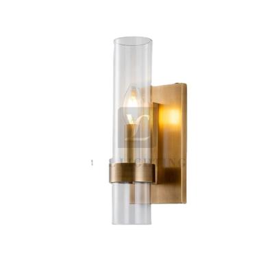 China Modern American Country Glass Wall Lamp Iron Bracket Bedroom Indoor Wall Lamp for sale