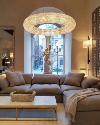 China Modern American Modern HALO CRYSTAL CLEARANCE Round LED Chandelier for sale