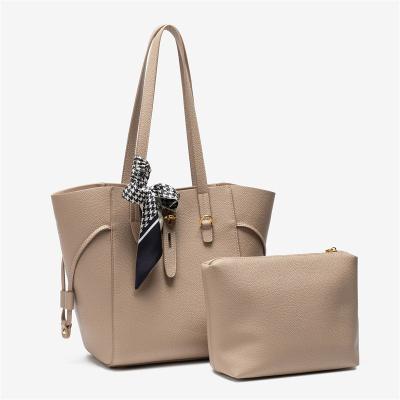 China 2023 PORTABLE Fashionable Lychee Pattern Bucket Handbags Large Capacity Leather Women Tote Bag Sets for sale