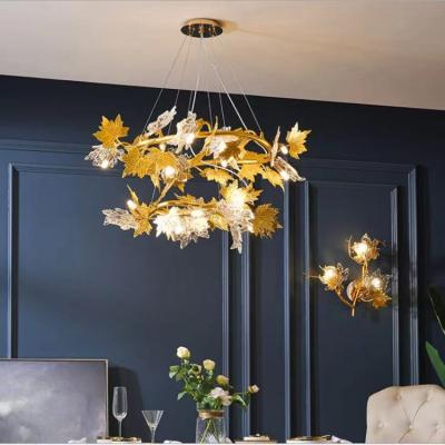 China Modern Rural Minimalist Personalized Creative Maple Leaf Pendant Luxury  Modern  Fashionable Chandelier Design Home Bedroom Lighting for sale