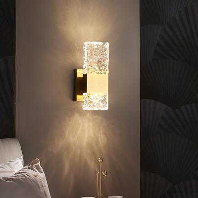 China Modern Nordic Square Glass Bracket Light Living Room Background Wall Staircase Bedroom Bedside Lamp Modern And Minimalist Wall Lamp for sale