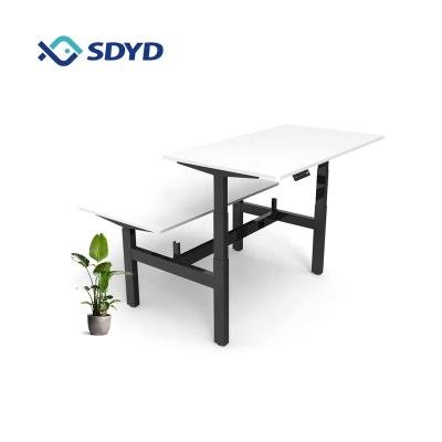 China (Height)Adjustable Electric Standing Desk Workstation For Two Face To Face Sit To Stand Table View for sale