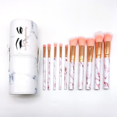 China Angular Blush Mytingbeauty Hot Sale Pink 10 Pieces Glitter Handle Makeup Brush Set Private Label Make Up Brushes for sale