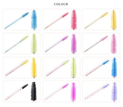 China Other Plastic Handle 50pcs/Pack Different Color Silicone Mascara Wand Disposable Eyelash Brush for sale