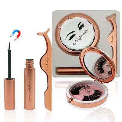 China Glue Free and Portable Mytingbeauty Clean Logo Waterproof Liquid Magnetic Eyeliner False Eyelashes Rose Gold Lash Applicator Tweezer Magnetic Whip for sale