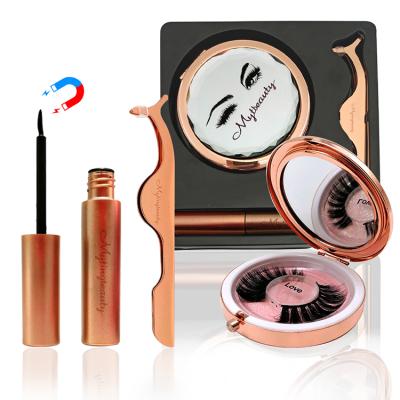 China Mytbeauty Waterproof High Quality 3 In 1 Magnetic Eyelash Gift Box Set With Magnetic Tweezers Private Label Waterproof Eyeliner for sale