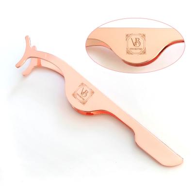 China Professional Cosmetic Tools Rose Gold Stainless Steel Private Wholesale China Durable Makeup Brand Custom Eyelash Tweezers for sale