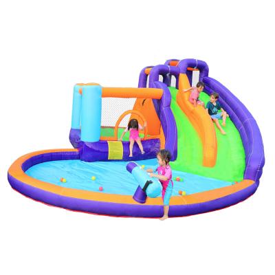 China Hot Selling 420D+840D PVC Fabric Airmyfun Amazon Comercial Double Water Slide Bouncer Jumping Inflatable Castle for sale