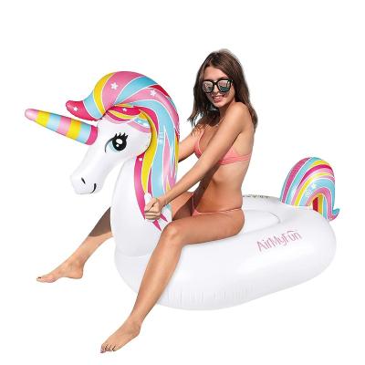 China New Summer Design PVC Airmyfun Unicorn Party Games Water Beach Inflatable Float Swimming Ring Pool Toy For Adult for sale