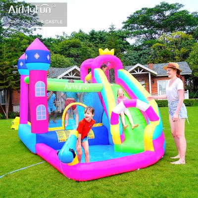 China Princess Water Play Slide 420D +210D Oxford Airmyfun Castle Pink Bouncy Bouncy House Slide Jumping House for sale