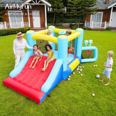 China Airmyfun Double Slide Family Funny Jumping Castle Inflatable Football Party Bounce House With Blower for sale