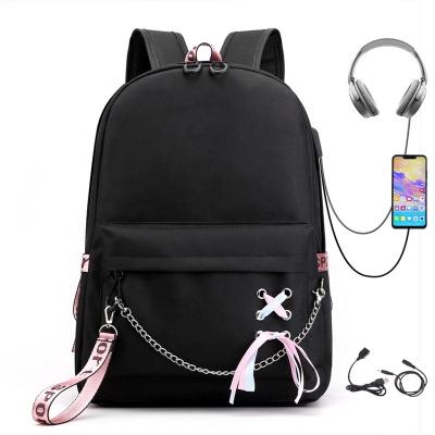 China With Peripheral USB School Bag Chain Backpack With USB Charging for sale