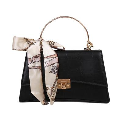 China New Fashion Style PU Ladies Tote Women Hand Bags Casual With Silk Scarf for sale