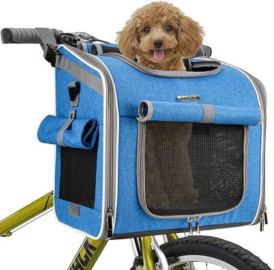 China Sustainable Expandable Soft-sided Pet Carrier Backpack With 4 Open Doors Dog Bike Basket for sale