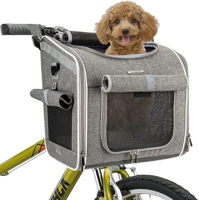 China Sustainable Expandable Soft-sided Dog Bike Basket Carrier Pet Travel Bag for sale