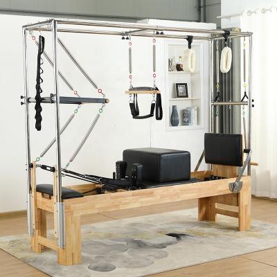 China Wooden Metal Best Pro Fitness Exercise Pilates Reformer For Yoga Equipment Case Gym Body Custom OEM Customized Logo Building Wooden Color for sale