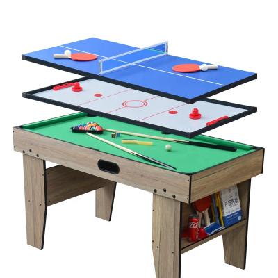 China PVC wood grain 3 in 1 indoor multi game table billiard ping pong hockey game table set with full acessories TM-5418 for sale