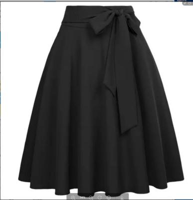 China New Arrival Elegant Midi Length Chiffon Skirt Black High Waist Plus Size Casual Dress Fashionable Plus Size Women's Long Skirts for sale