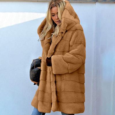 China Solid color plush fashion long sleeve 5XL long sleeve faux fur women's sweater autumn and winter coat plus size hooded stylish loose viable for sale