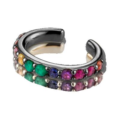 China New Trendy Design CZ Rainbow Color Cuff Jewelry Fashion Earring Cuff Silver Gold Plated Silver Jewelry Manufacturer for sale