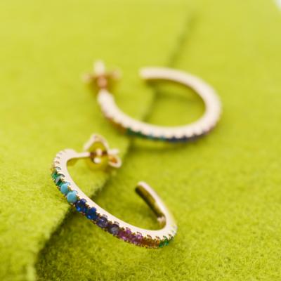 China High Quality Small Cute Rainbow Circle Earring 925 Silver Stud Earrings From Jewelry Manufacturer for sale