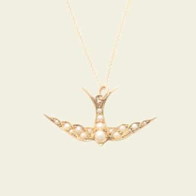 China 2021 Cute New Design Swallow Pearl Silver Necklace From China Wholesale Fashion Jewelry for sale