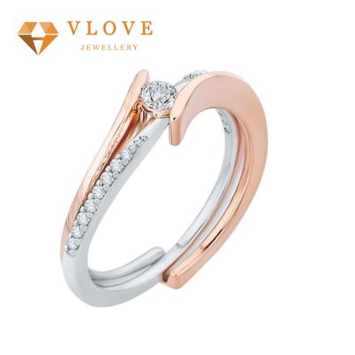 China New CLASSIC wholesale china fashion expensive women jewelry set sterling silver two tone bypass ring for sale