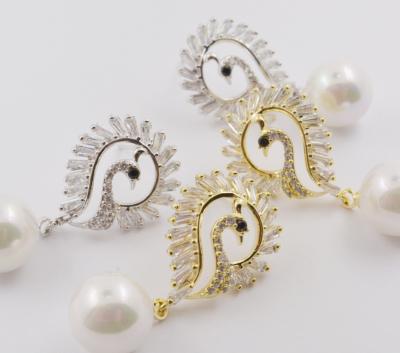 China TRENDY high quality 925 sterling silver earrings with big pearl from silver jewelry maker for sale