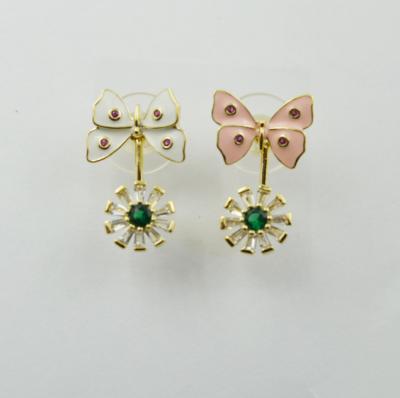 China Cute Flower Silver Earrings From Silver Jewelry Maker, 14K Gold Plated Silver Jewelry for sale