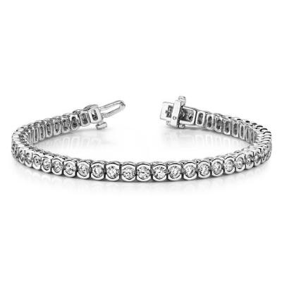 China TRENDY Half Bezel Tennis Bracelet , 925 Sterling Silver 14k /18k Gold Plated Jewelry for sale