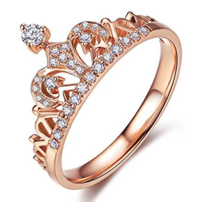 China Lady CLASSIC Jewelry Accessories Wholesale of VLOVE 925 Sterling Silver Zircon Princess Crown Rings for sale