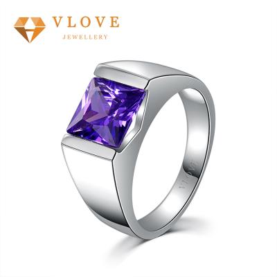 China Manufacturer S925 CLASSIC Mens Jewelry Fashion VLOVE Silver Amethyst Ring Wholesale for sale