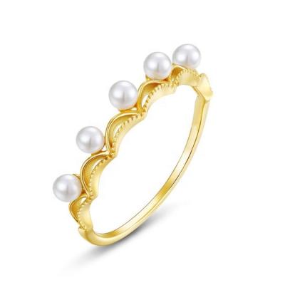 China CLASSIC Women's Freshwater Pearl Ring, 14/18k Gold Plated Ring, 925 Sterling Silver Elegant Jewelry for sale