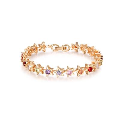 China TRENDY CZ Smart Women Stars Shaped Bracelet Chain , 925 Sterling Silver Teenis Gold Plated Bracelet for sale