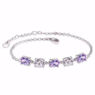 China Hot Sale Women Jewelry CLASSIC Decorative Amethyst 925 Sterling Silver Bracelet for sale