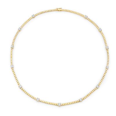 China Romantic Tennis Link Necklace, 925 Sterling Silver Women's Necklace 14k CZ Gold Plated for sale