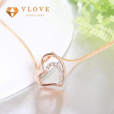 China CLASSIC Hot Selling Zirconia Heart Women Jewelry Silver Necklace Rose Gold Pendant for sale