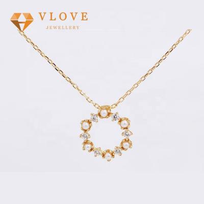 China Wholesale CLASSIC in Silver Circle Jewelry Porcelain Natural Freshwater Pearl Pendant Necklace for sale