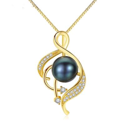 China TRENDY Women Luxurious Pearl and CZ Pendant Necklace, Girls Fashion Pearl Drop 925 Sterling Silver 14k/18k Plated Necklace for sale