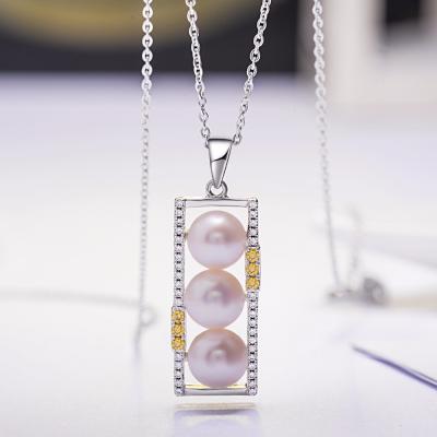 China Lady's Ordinary Hot Selling Pendant Jewelry 925 FASHIONABLE Zircon Silver Round Citrine Baguette Bead for sale