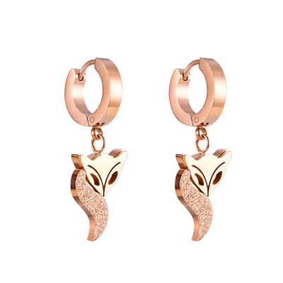 China Cute Girls Cute Fox Circle Earring, Animal Drop Earrings, 925 Sterling Silver 14k Gold Plated Jewelry for sale